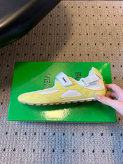BOTTEGA VENETA 26S MARY JANE SNEAKER IN YELLOW SUEDE AND WHITE FABRIC