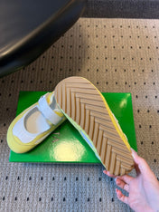 BOTTEGA VENETA 26S MARY JANE SNEAKER IN YELLOW SUEDE AND WHITE FABRIC