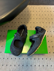 BOTTEGA VENETA 26S MARY JANE SNEAKER IN BLACK SUEDE AND FABRIC