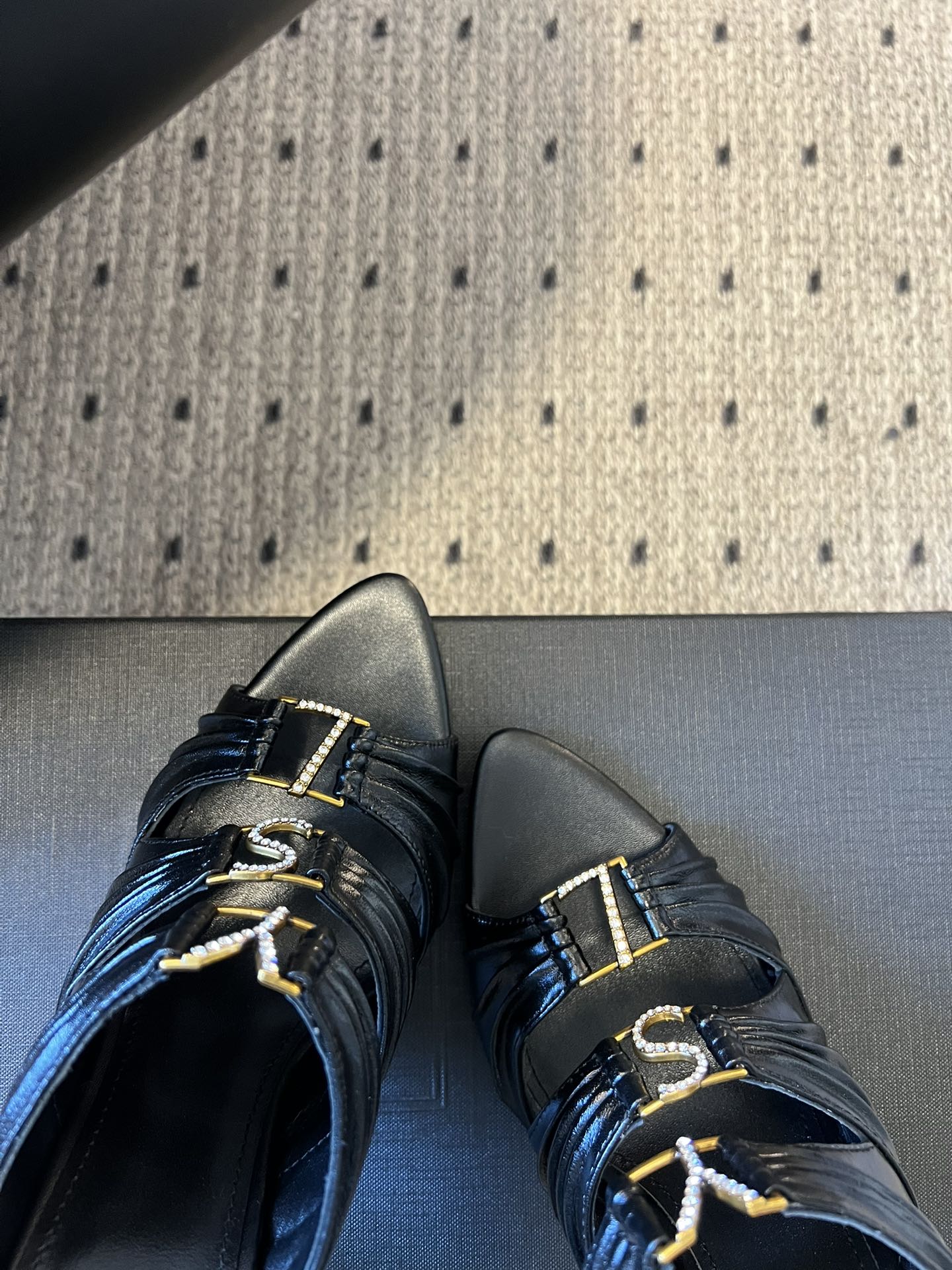 YSL 26S HEELED SANDALS 100 MM IN BLACK LAMBSKIN