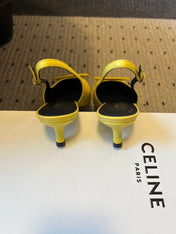 CELINE 26S HIGH-HEEL SLINGBACK 55 MM IN YELLOW CALFSKIN
