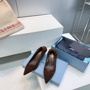 PRADA 26S PUMPS 55MM IN DARK BROWN SUEDE