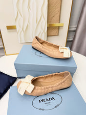 PRADA 26S BALLERINA FLATS IN NUDE LAMBSKIN WITH BOW