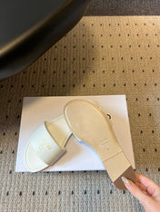 CELINE 26S FLAT SLIDES IN WHITE LAMBSKIN