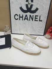 CHANEL 26S ESPADRILLE LOAFERS IN WHITE CALFSKIN WITH ROPE SOLE