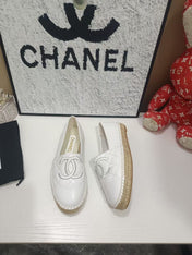 CHANEL 26S ESPADRILLE LOAFERS IN WHITE CALFSKIN WITH ROPE SOLE