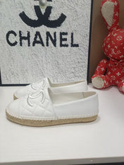 CHANEL 26S ESPADRILLE LOAFERS IN WHITE CALFSKIN WITH ROPE SOLE