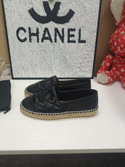 CHANEL 26S ESPADRILLE LOAFERS IN BLACK CALFSKIN WITH ROPE SOLE