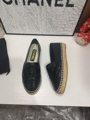 CHANEL 26S ESPADRILLE LOAFERS IN BLACK CALFSKIN WITH ROPE SOLE
