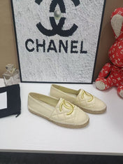 CHANEL 26S ESPADRILLE LOAFERS IN BEIGE CALFSKIN WITH ROPE SOLE