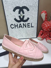 CHANEL 26S ESPADRILLE LOAFERS IN PINK CALFSKIN WITH ROPE SOLE