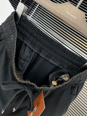 LORO PIANA DRAWSTRING JOGGER PANTS IN BLACK COTTON