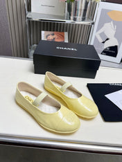 CHANEL 26S MARY JANE FLATS IN LIGHT YELLOW CALFSKIN