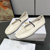 THE ROW 26S BALLET FLATS IN IVORY WHITE CALFSKIN