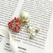 CD 26S FLORAL HEART PEARL TRIBALES EARRINGS IN GOLD METAL 631941