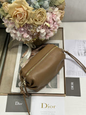 DIOR 26S BOW POUCH BAG 20 IN BROWN LAMBSKIN