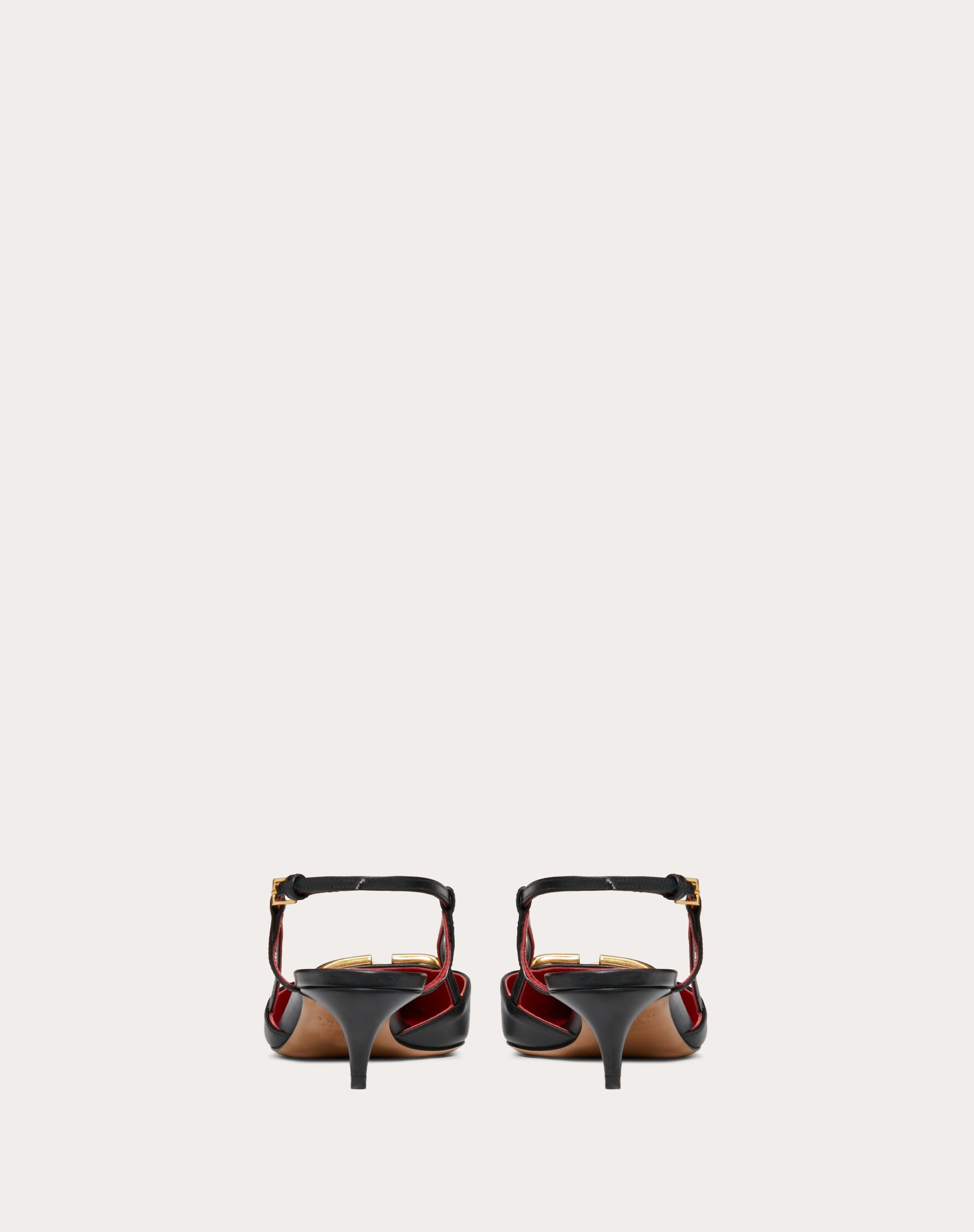 VLOGO SIGNATURE BLACK CALFSKIN SLINGBACK PUMP