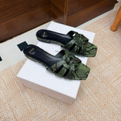 YSL 26S SANDALS IN GREEN AND BLACK SNAKESKIN