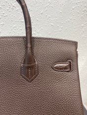 HM BIRKIN 25CM CAFE CROCODILE AND TOGO LEATHER SILVER HARDWARE