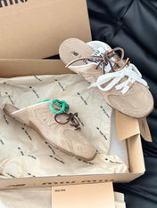 MIUxNEW 530 MULES SNEAKER IN BROWN ECRU SUEDE