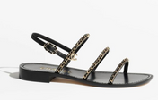 CC MESH FLAT SANDALS IN BLACK LAMBSKIN