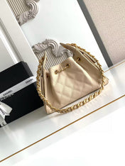 CC 25 MINI HANDBAG 22CM IN BEIGE GRAINED CALFSKIN GOLD HARDWARE