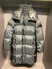 HOODED LONG PUFFER JACKET IN BLACK