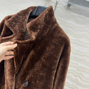 MAX MARA LONG COAT IN DARK BROWN FUR