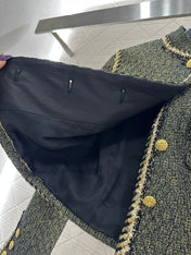 CHANEL SET IN BLACK MIX GOLD-TONE TWEED