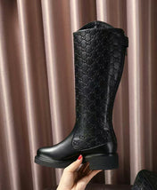GUCCI 26S GUCCISSIMA TALL RIDING BOOTS IN BLACK GG CALFSKIN