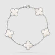 CLOVER SILVER MOP 5 MOTIF BRACELET