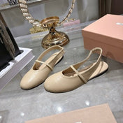 MIUMIU 26S MARY JANE FLATS IN BEIGE CALFSKIN