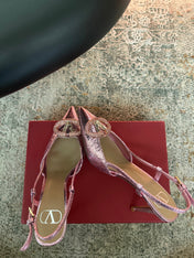 VALENTINO 26S SLINGBACKS 75 MM IN METALLIC PINK SNAKESKIN