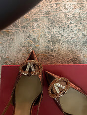 VALENTINO 26S SLINGBACKS 75 MM IN METALLIC BRONZE SNAKESKIN