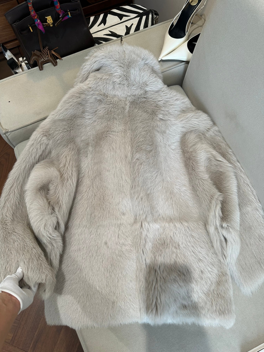 HERMES 26S SHEARLING COAT 813