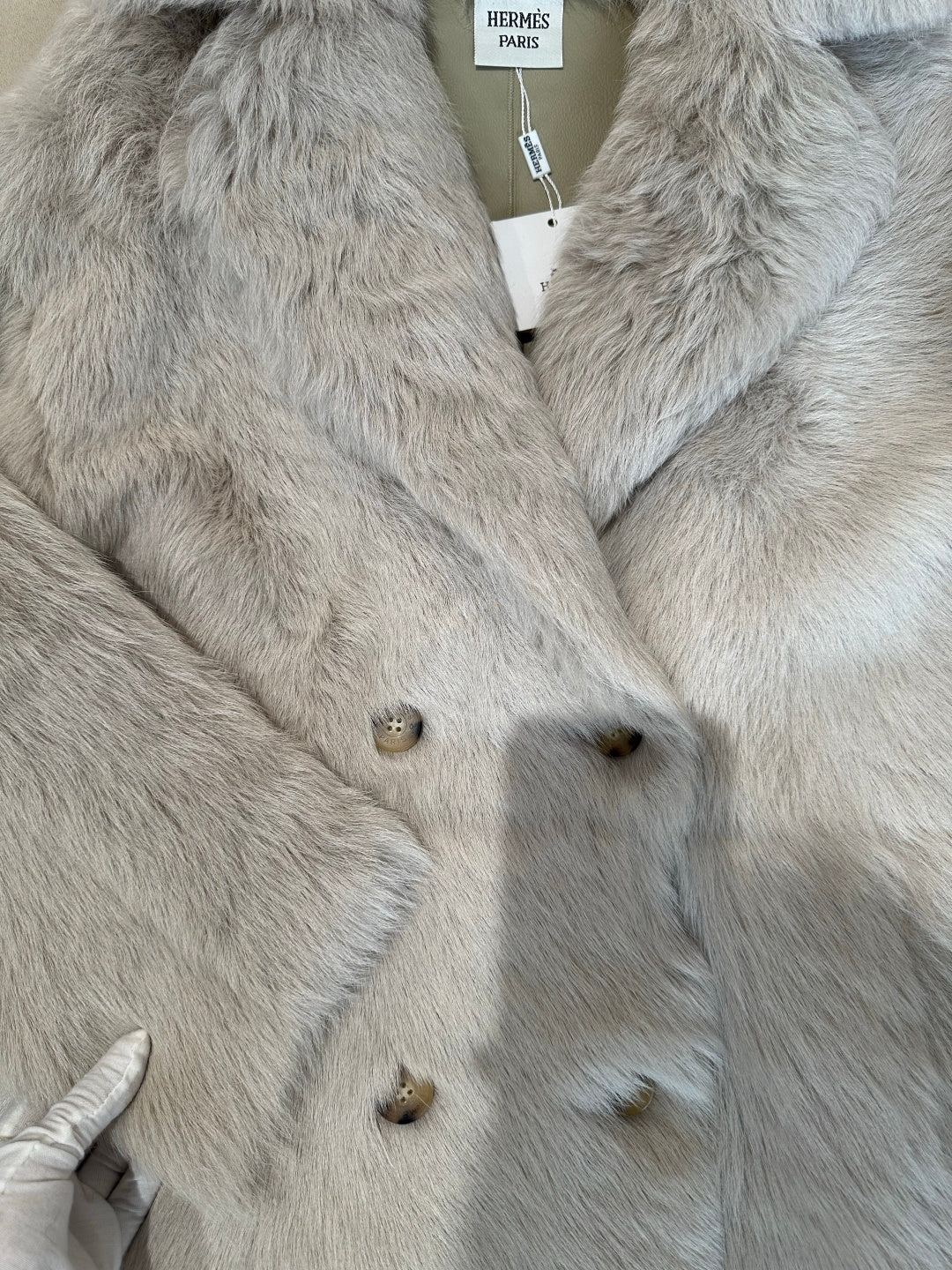 HERMES 26S SHEARLING COAT 813