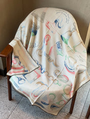 HERMES 26S PRINTED SQUARE SCARF 135 IN CASHMERE AND SILK 307240