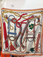 HERMES 26S PRINTED SQUARE SCARF 135 IN CASHMERE AND SILK 307246