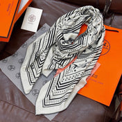 HERMES 26S PRINTED SQUARE SCARF 140 IN CASHMERE AND SILK 307278