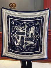 HERMES 26S PRINTED SQUARE SCARF 140 IN CASHMERE AND SILK 307280