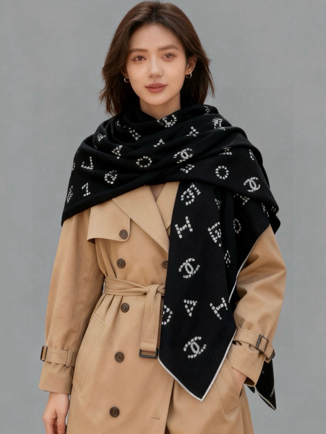 CHANEL 26S SCARF 135 IN CASHMERE AND SILK 309323