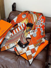 HERMES 26S PRINTED SQUARE SCARF 140 IN SILK 309332