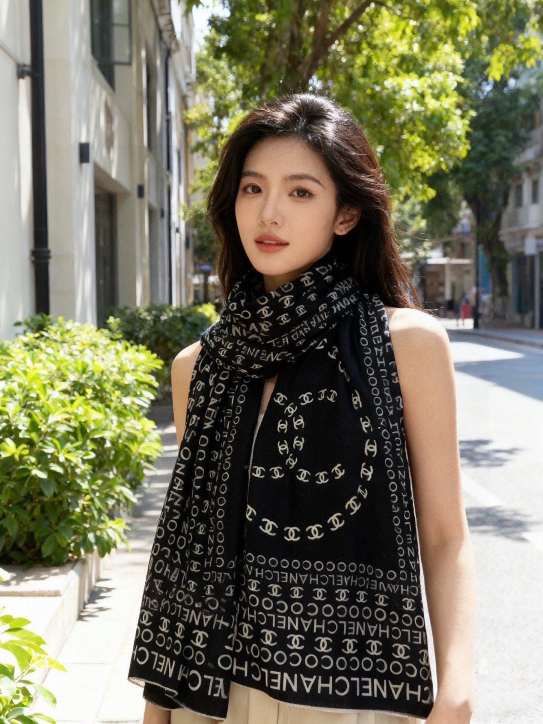 CHANEL 26S SCARF 135 IN CASHMERE AND SILK 309349
