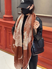 HERMES 26S PRINTED SQUARE SCARF 140 IN CASHMERE AND SILK 309361