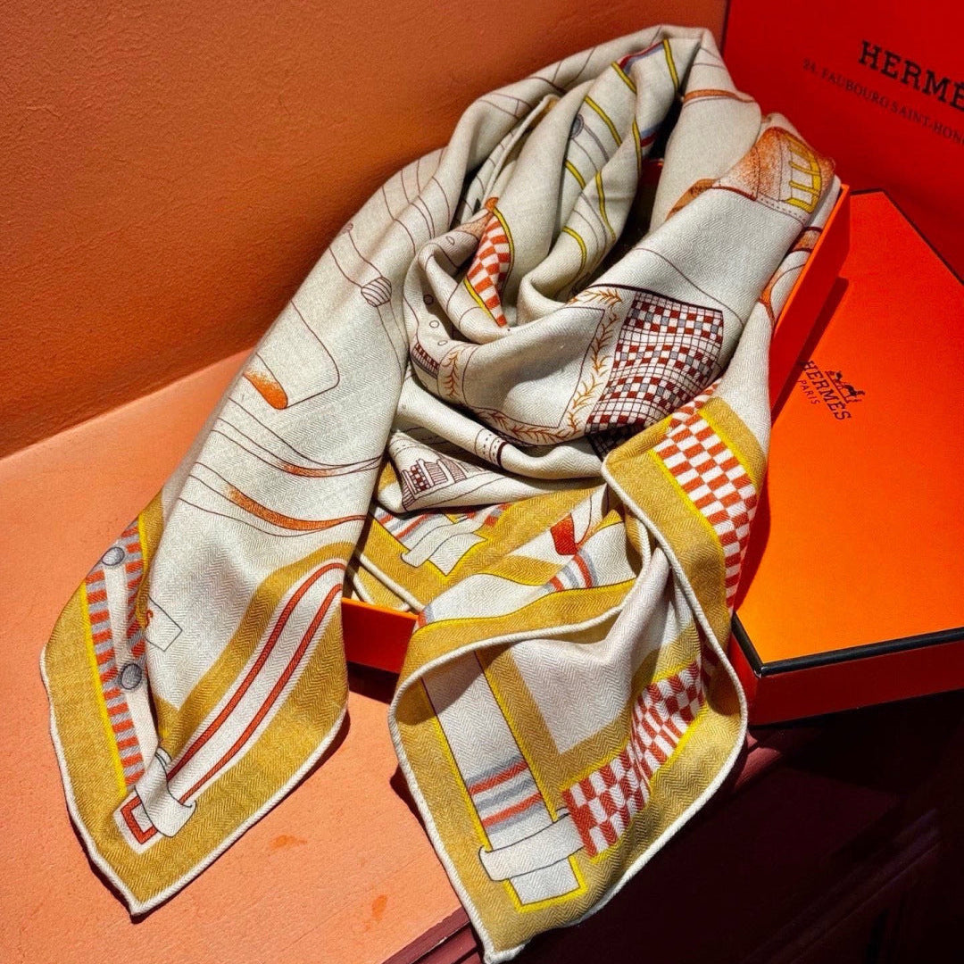 HERMES 26S PRINTED SQUARE SCARF 140 IN SILK 311955