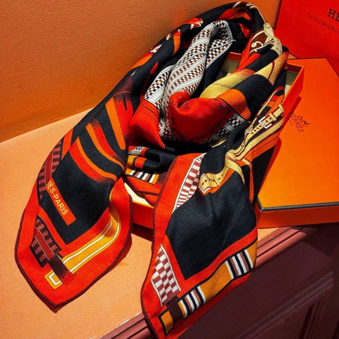 HERMES 26S PRINTED SQUARE SCARF 140 IN SILK 311956