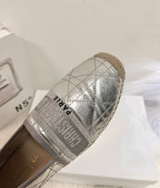 GRANVILLE ESPADRILLE SILVER QUILTED CANNAGE CALFSKIN