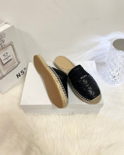 GRANVILLE ESPADRILLE MULE BLACK QUILTED CANNAGE CALFSKIN