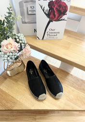 VALENTINO 26S SLIP ON SHOES IN BLACK JACQUARD CANVAS