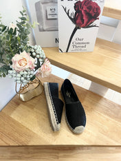 VALENTINO 26S SLIP ON SHOES IN BLACK JACQUARD CANVAS